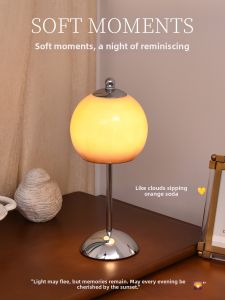 SHIGUANGSUIDAO | French Vintage Elegant Sunset Ambience Glass Bedside Lamp