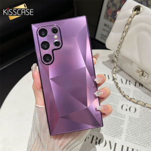 Kisscase Mạ sang trọng họa tiết hình kim cương vỏ điện thoại cho Samsung S24 S23 S22 Ultra Plus Ag Matte Ống kính bảo vệ bao gồm tất cả Acrylic chống mùa thu vỏ lưng chống sốc cho Samsung A73 A53 A54 A14
