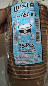 Kraft paper bowl 650 ml mangkok es criem tanpa tutup