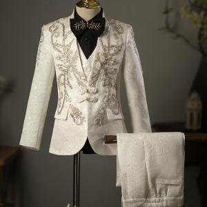 Bộ Vest Biểu Diễn Cho Bé Trai Thiết Kế Đính Sequin Kiểu Dáng Trang Trọng Dành Cho Đám Cưới Sinh Nhật Dạ Hội Mã A3381