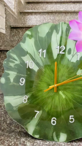 (100% ẢNH CHỤP) Tranh đồng hồ đèn led hoa sen hồng 1 uv mặt mica sáng bóng kèm pin và đinh