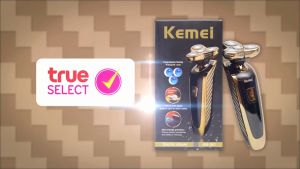 Kemei เครื่องโกนหนวดไร้สาย 3D ใบมีดคู่ 4 หัวตัด 3 in 1 แบตเตอรี่ลิเที่ยม-ไอออน KM-363 พร้อมที่ตัดขนจมูกและกันจอน กันน้ําได้ 100% IPX7 แถมฟรี ถุงผ้า