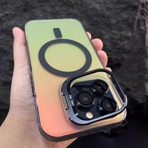 Ốp Lưng Điện Thoại Di Động Apple 15Promax Có Chân Đế Từ Tính 16 Gradient Laser Bảo Vệ Toàn Diện Chống Bụi Bẩn Cho Nam Và Nữ