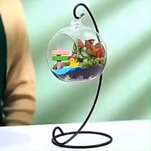 โหลแก้วพร้อมขาแขวน แจกันแก้ว สำหรับตกแต่งบ้าน เลี้ยงปลา จัดสวนขวด