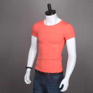 Áo Thun Nam Tay Ngắn Ôm Vừa Vặn Thời Trang Mùa Hè Thường Ngày Cotton Pha Lanh Co Giãn Cổ Tròn Màu Trơn