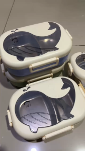 Kotak Makan Stainless Steel 2 Sekat Motif Lucu / Lunch Box Stainless FREE sendok - kotak makan bento - 8095 2 SEKAT