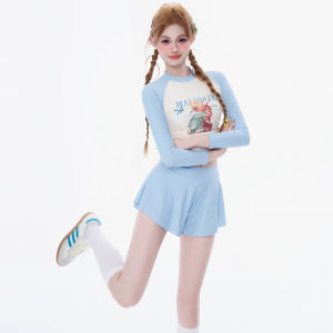 Bộ Đồ Bơi Ba Mảnh Dài Tay Chống Nắng Dành Cho Nữ Quần Đùi Cạp Chun Thoải Mái Bộ Đồ Bơi Lướt Sóng Đi Biển Tắm Nước Nóng