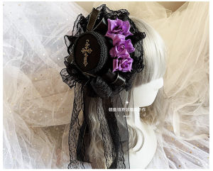 Gothic Dark Red Blue Versatile Lolita Little Hat Headwear Hair Accessory Fashionable Lace Edge Clip-In Jewelry