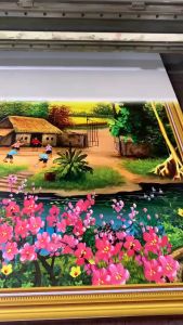 Gạch tranh hoa đào trang trí 3D