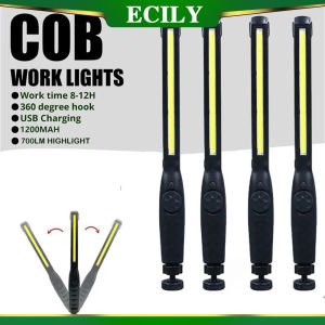 ECILY ไฟชาร์จusb ไฟฉาย LED แม่เหล็กโคมไฟพกพาตะขอคบเพลิงแสงไฟตรวจสอบไฟซ่อมรถตั้งแคมป์