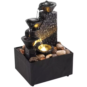 Tabletop Fountain Water Circulating LED Decor Flowing Water Ornaments Meditation Desktop Waterfall Home Office Decoration