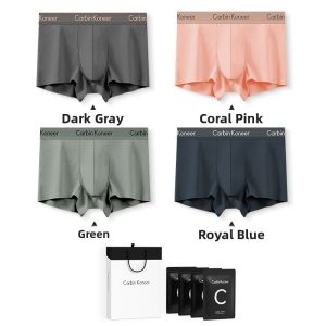 CarbinKoneer | CarbinKoneer Mens Cotton Underwear Breathable Antibacterial Boxer Shorts Comfortable Mid Waist Design Youth Suitable