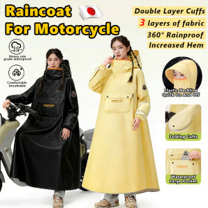 Raincoat Motorcycle Waterproof For Adult Makapal Long Style Poncho Heavy Duty Original With Elastic Neckline Extended Hem Large Capacity Pocket 3 Layers Waterproof Oxford Cloth 360° Rainproof Raincoat Folding Waterproof Cuffs Raincoa For Men Women