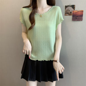 Slimming Cool Summer T-shirt Women Plus Size Ruffle Edge