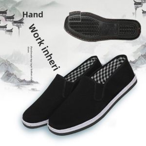 Authentic Old Beijing Handmade Canvas Shoes Niu Jin Di Work Shoes Mens Spring Autumn Middle Age Canvas Shoes Elderly Work Shoes