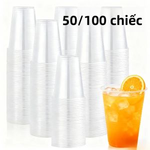 50/100 Chiếc Cốc Nhựa Dùng Một Lần Trong Suốt Dùng Cho Gia Đình Uống Nước Trái Cây Cà Phê Kem- Lý Tưởng Cho Các Bữa Tiệc Sinh Nhật Tiệc Cưới