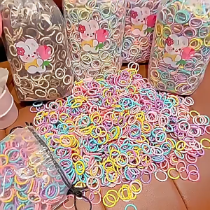 Nicedays🍒100PCS Ikat rambut anak perempuan karet kecil lembut elastis tinggi warna tali rambut ibu jari 2 cm COD