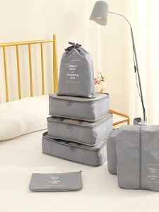 7pcs Travel Organizer Set Clothes Storage Bags Packing Cube For Suitcase Waterproof Luggage Organizer Set Shoe Bag