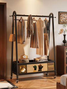 Meisda Vintage Style Floor Standing Clothes Drying Rack Home Use Mobile Coat Hook 2025 New Model Carbon Steel Shirt Skirt Pants Hat Drying Rack