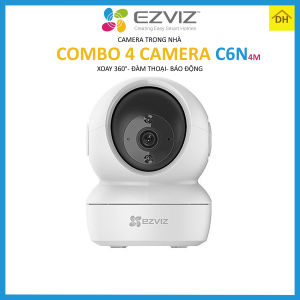 COMBO 4 Camera EZVIZ C6N 4M 2k Xoay 360 Độ- Đàm Thoại 2 Chiều- Báo Động Chống Trộm- Wifi Trong Nhà Chính Hãng