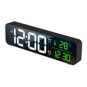 LED นาฬิกาปลุกดิจิตอลอุณหภูมิวันที่ Snooze USB Desktop Mirror นาฬิกา LED สําหรับตกแต่งห้องนั่งเล่น
