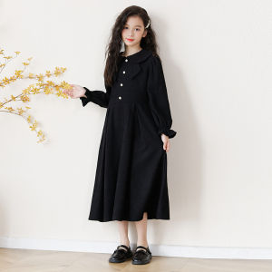 New Year Girls Fleece-lined Winter Dress Traditional Chinese Style Long Skirt Red Color for Little Girls Ages 6-14 Kids Clothing