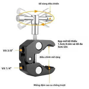 Kẹp Thanh Kim Loại Super C Kẹp Máy Ảnh DSLR Kẹp Màn Hình LCD Kẹp Đèn Studio Kìm Kẹp T-Track Dành Cho Phụ Kiện Máy Quay Video