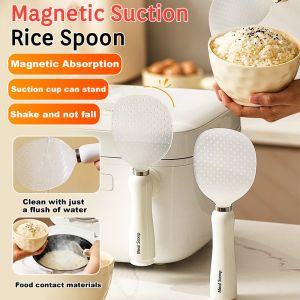 Magnetic Rice Spoon Stand-up Non-stick Long Handle Rice Spoon Kitchen Tableware Organizer