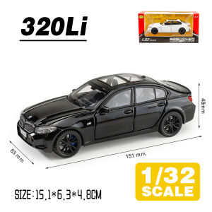 LEO 1:32 BMW 320i Metal Alloy Toys Car Model Diecast Vehicle For Boys Kids Simulation Sound Light Effect Gift Hobbies Collection