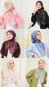 Hijab Segi Empat Voal Motif Warna Pastel Terbaru