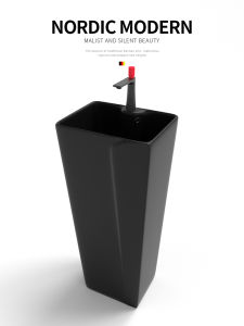 Integrated Pedestal Basin Ceramic Balcony Square For Home Bathroom Column Type Washbasin Floor Type Wash Basin