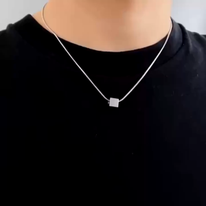 Kalung Minimalis Single Cube Kalung Fashion Chic Elegan Kekinian