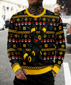 2026 Pokemon Ugly Sweatshirt Pikachu Christmas Fashion Round Neck Sweatshirt Xmas Sweatshirt Christmas Gift for Men Women Kids