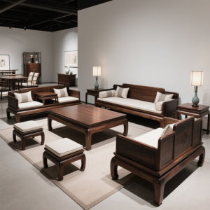 New Chinese Style Solid Wood Han Bed Sofa Combination North America Black Walnut High End Song Furniture Straight Row