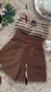 ชุดเชทกางเกงเอวจีบเสื้อไหมพรมลายแต่งโบว์สุดน่ารักกางเกงใช้ผ้าฮานาโกะเสื้อไหมพรม