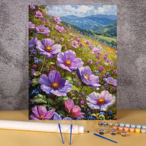 KAYOU | Flowers Mountain Picture Number Drawing Canvas Painting For Bedroom Wall Adults Diy Acrylic Paint By Numbers Home Decoration