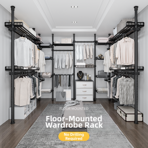 ZHUOLESHI | Easy-to-Install Bedroom Standing Metal Clothes Rack