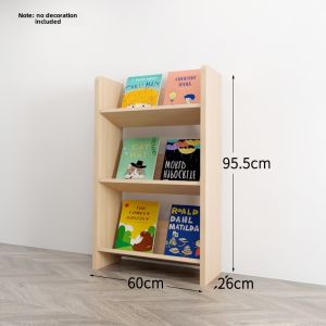 Solid Wood Floor-standing Mobile Wheel Childrens Reading Area Wall-dependent Fabric Bookshelf Baby Picture Book Stand