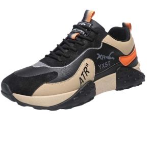 Mens Spring Autumn Fashion Sports Shoes Breathable Casual Leather Surface All-Match Trendy Flat Heel Color Block Pattern