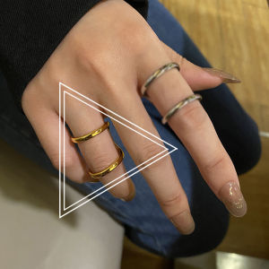 Nhẫn Vàng ANENJERY Hai Lớp Dành Cho Nữ Kiểu Dáng Đơn Giản Có Thể Điều Chỉnh Kích Thước Hợp Thời Trang Trang Sức Dự Tiệc Nhẫn Kim Loại.