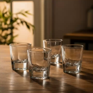 set 4 Ly Thủy Tinh Shot 50ml Đáy Vuông EY3004 – Cốc Mini Uống Rượu Espresso Pha Chế Barista Cao Cấp