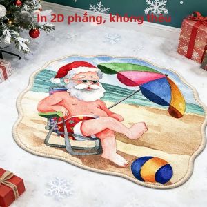 Thảm Trải Sàn Chủ Đề Bãi Biển Ông Già Noel Giáng Sinh VIKAMA Trang Trí Sàn Nhà Chống Trượt Ngộ Nghĩnh 100% Polyester Thảm Trong Nhà Có Thể Giặt Được Cho Kỳ Nghỉ Tại Nhà