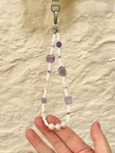 Handmade Portable Beaded Pendant Kokoland Purple Quartz Mobile Phone Chain Lanyard Accessory Digital Electronics Accessories