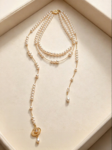 YISHU | Multi-Layer Stacked Long Pearl Necklace