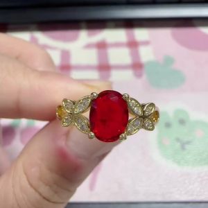 Huitan Elegant Women Ring Luxury Gold Color Inlaid Bright Red CZ Fashion Wedding Engagement Graceful Accessories Lady Jewelry