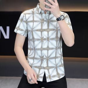 HENGYUANXIANG | Fashionable Plaid Short Sleeve Casual Shirt For Men Anti-Wrinkle Easy Care Polyester Blend Summer New Arrival Shirt By Hengyuanxiang