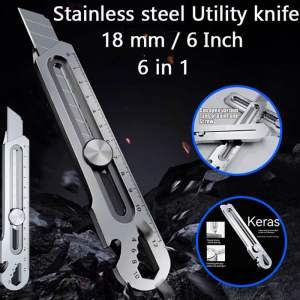 Cutter Stainless Multifungsi 18 MM Tahan Karat Model Pisau Cutter Stanless