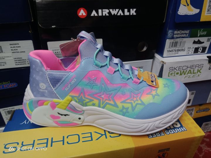 SEPATU SKECHERS S LIGHTS®-UNICORN DREAMS KIDS SHOES 100% DARI