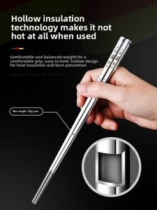 YONGLE | Đũa Thép Không Gỉ 316 Chống Trượt Kháng Khuẩn