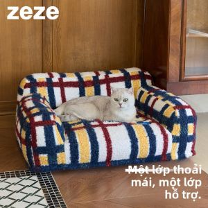 Giường Ngủ Dày Ấm Áp Phong Cách Retro cho Mèo và Chó zeze